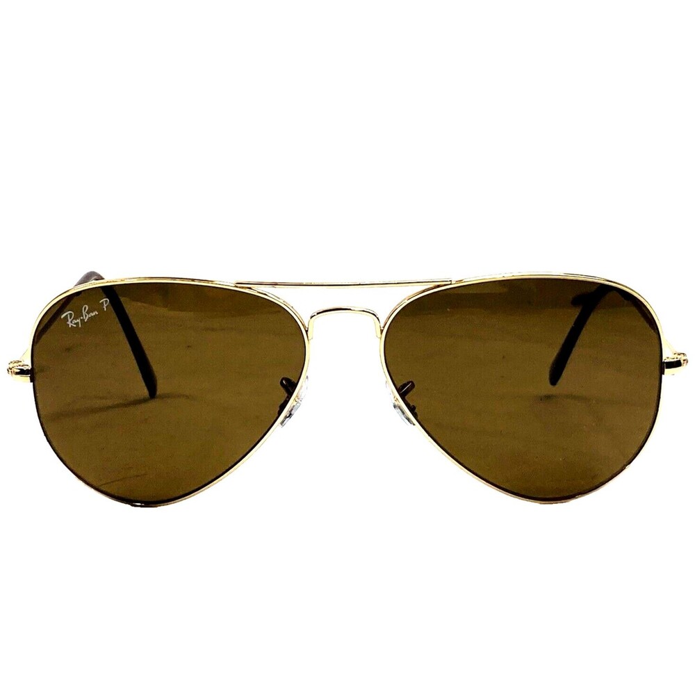 Ray-Ban Vtg P Polarized Sunglasses Aviator Italy Gold Metal Oval Preppy Retro - Picture 2 of 16